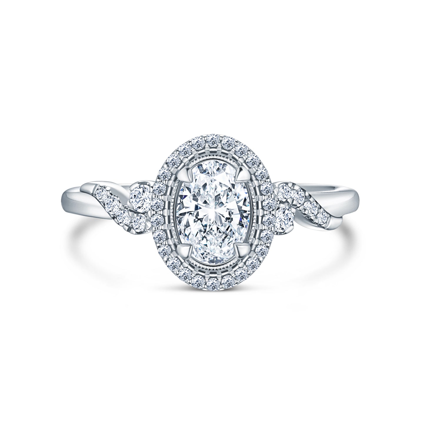 Royal Swirl Halo Diamond Engagement Ring