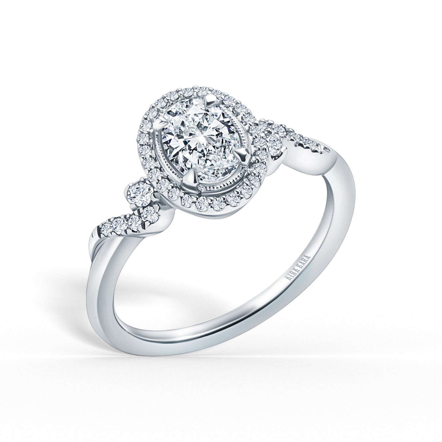 Royal Swirl Halo Diamond Engagement Ring