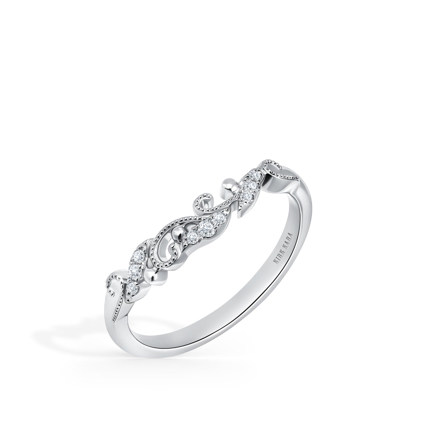 Contoured Swirl Pavé Milgrain Diamond Wedding Band