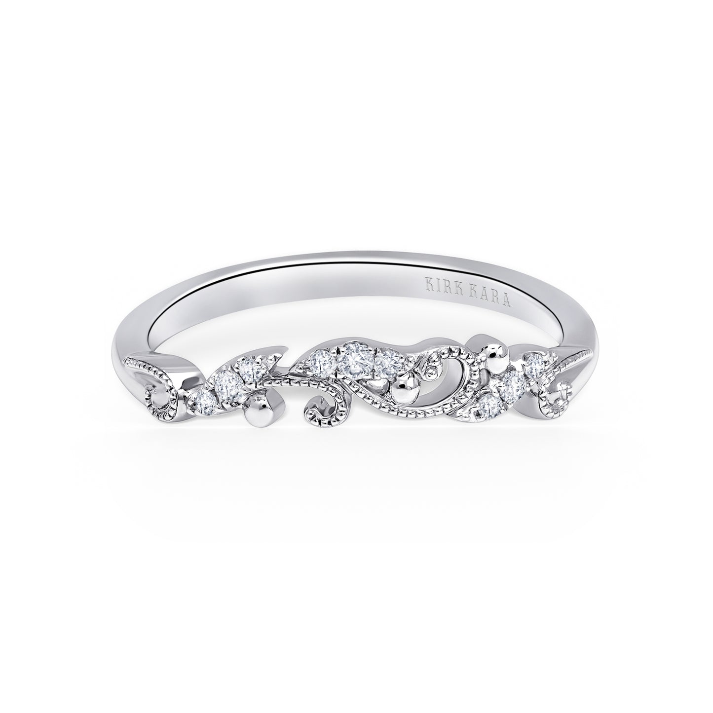 Contoured Swirl Pavé Milgrain Diamond Wedding Band