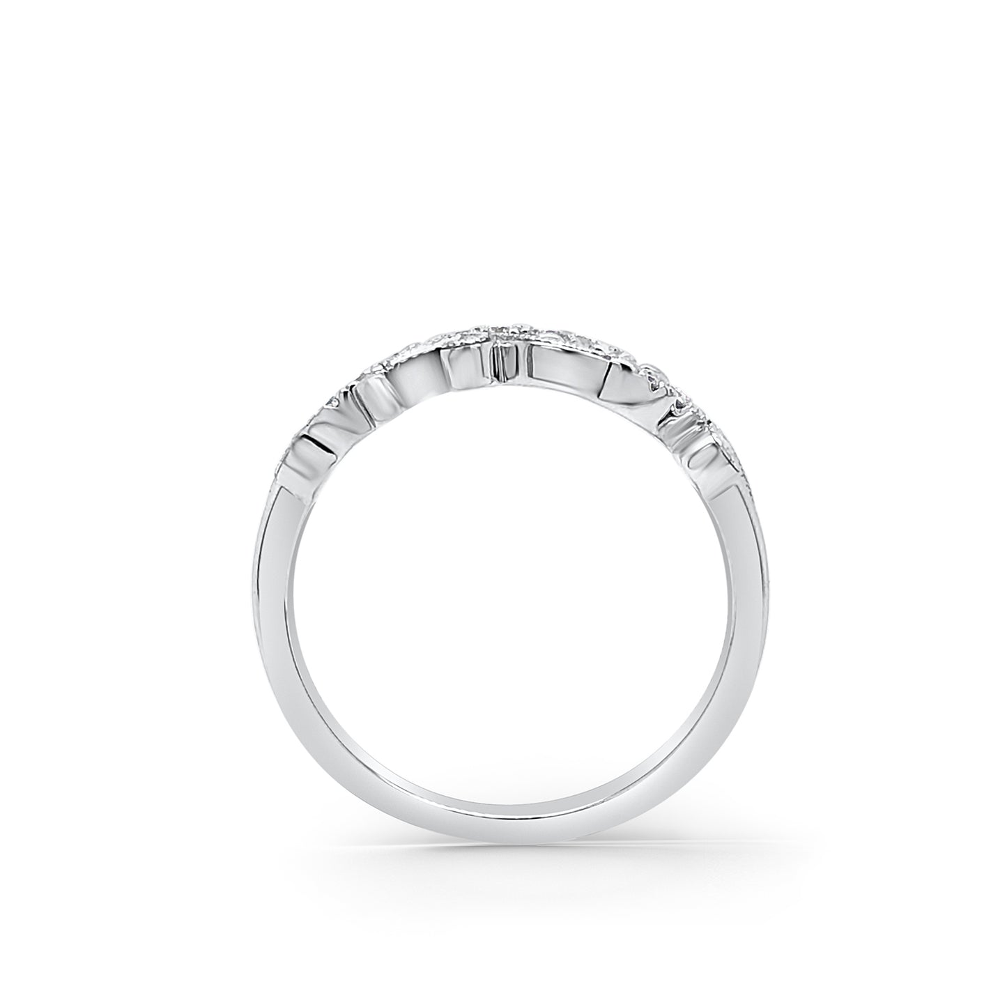 Contoured Swirl Pavé Milgrain Diamond Wedding Band