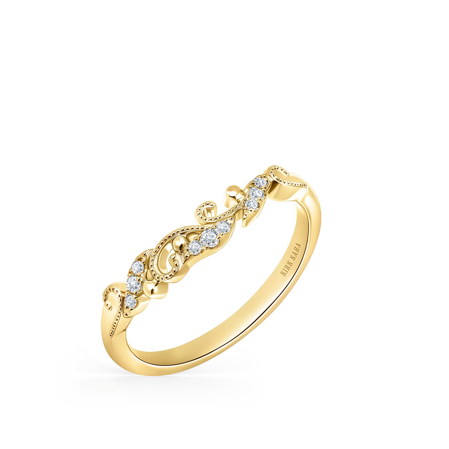 Contoured Swirl Pavé Milgrain Diamond Wedding Band