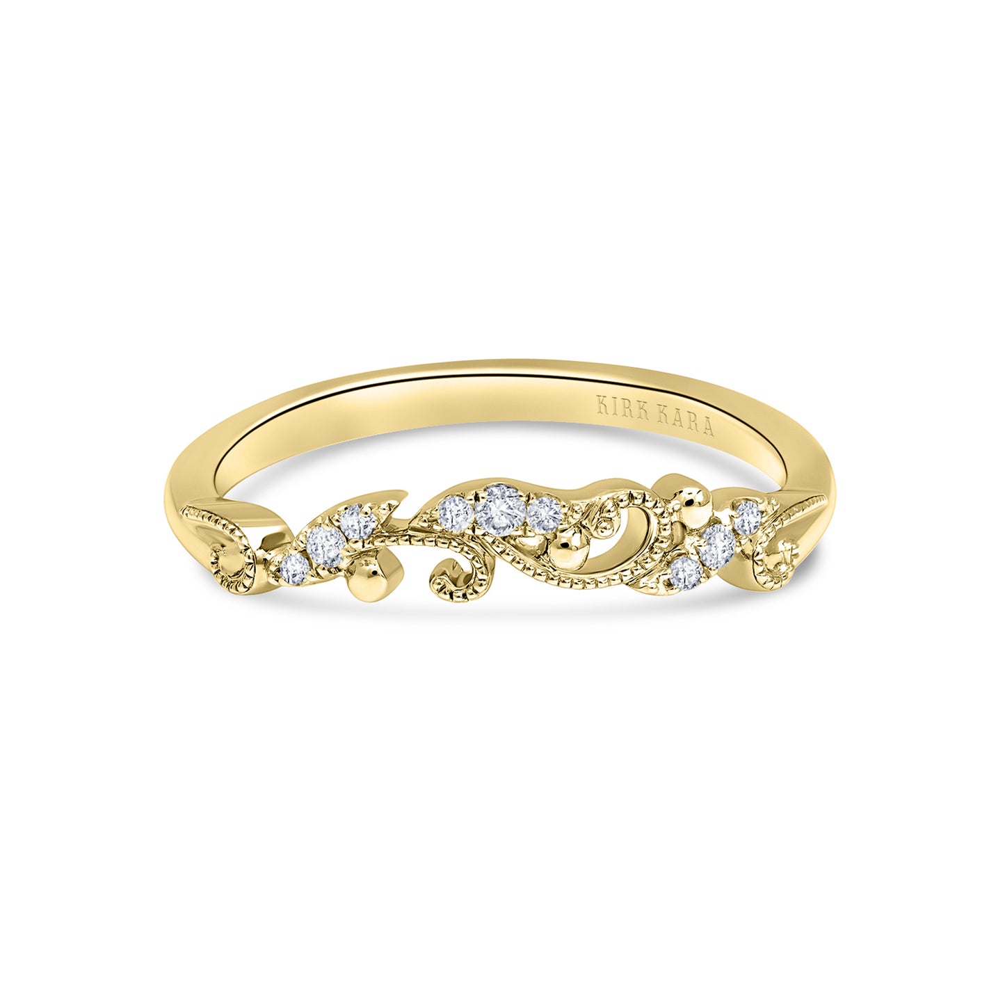 Contoured Swirl Pavé Milgrain Diamond Wedding Band