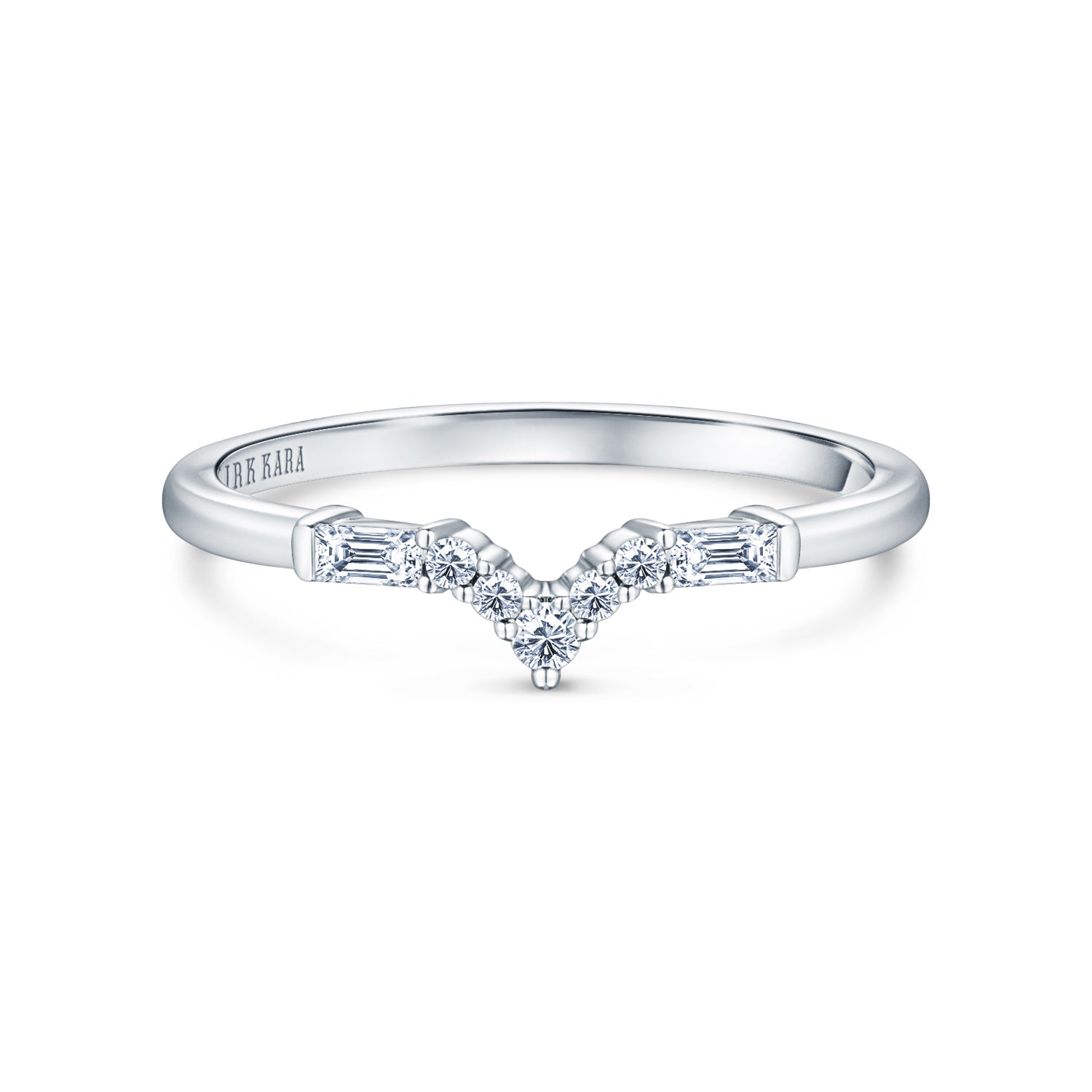 Boho V Baguette Diamond Wedding Band