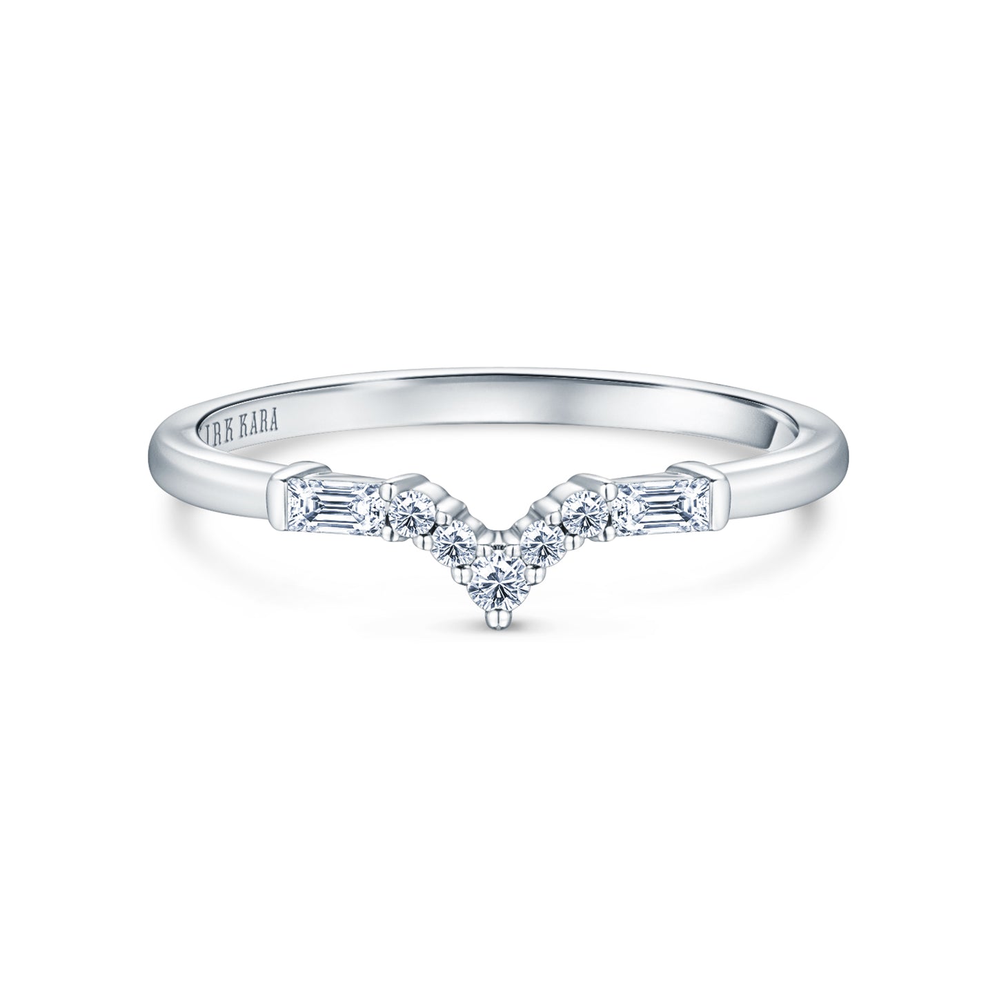Boho V Baguette Diamond Wedding Band
