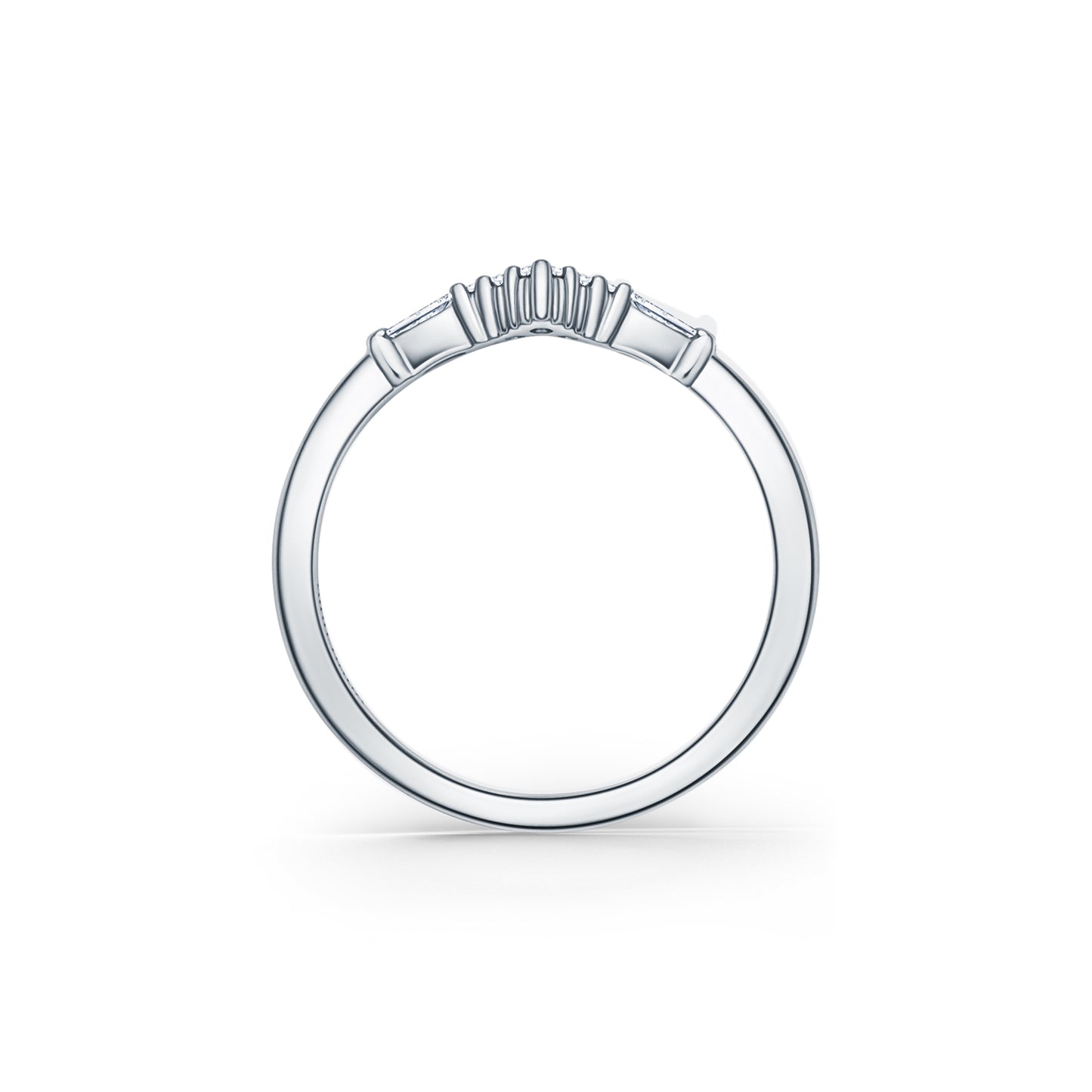 Boho V Baguette Diamond Wedding Band