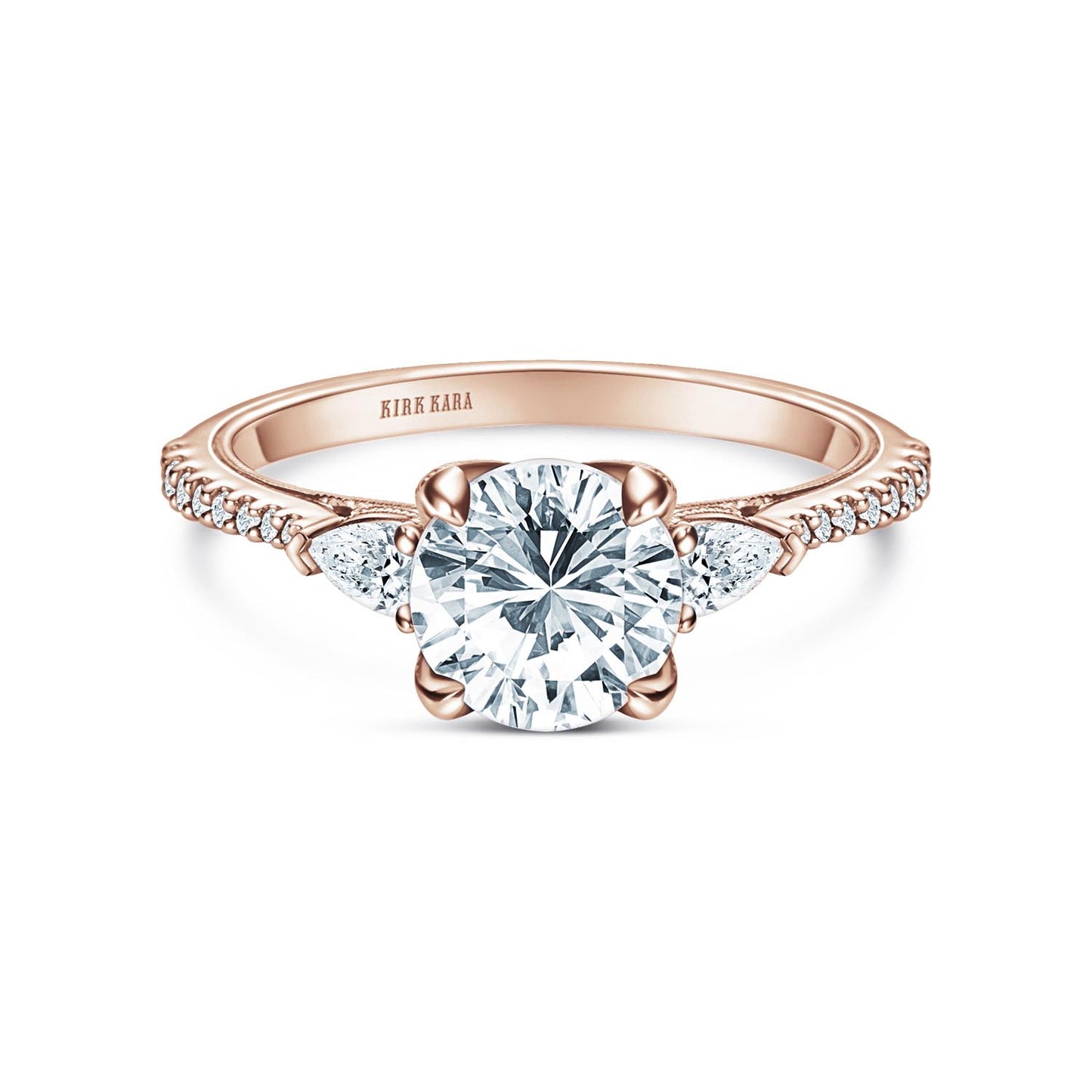 Three Stone Pear Side Stone Diamond Engagement Ring