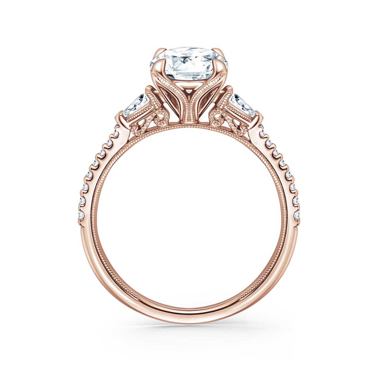 Three Stone Pear Side Stone Diamond Engagement Ring