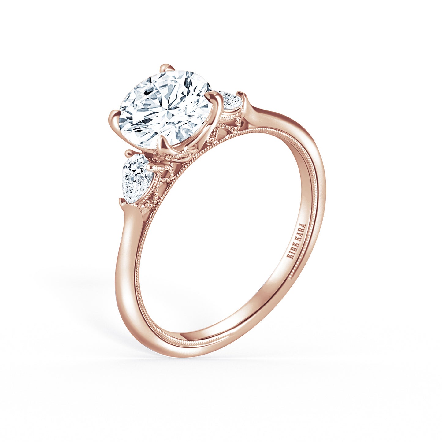 Three Stone Pear Side Stone Diamond Engagement Ring