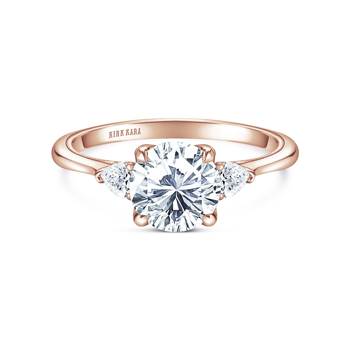 Three Stone Pear Side Stone Diamond Engagement Ring