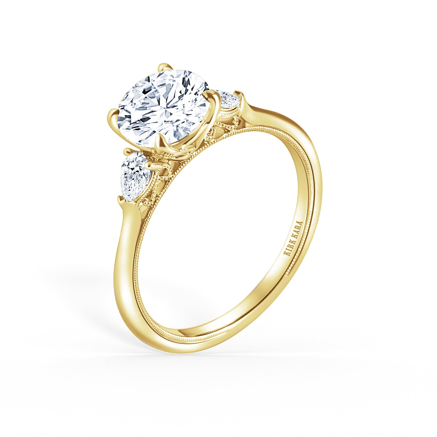 Three Stone Pear Side Stone Diamond Engagement Ring