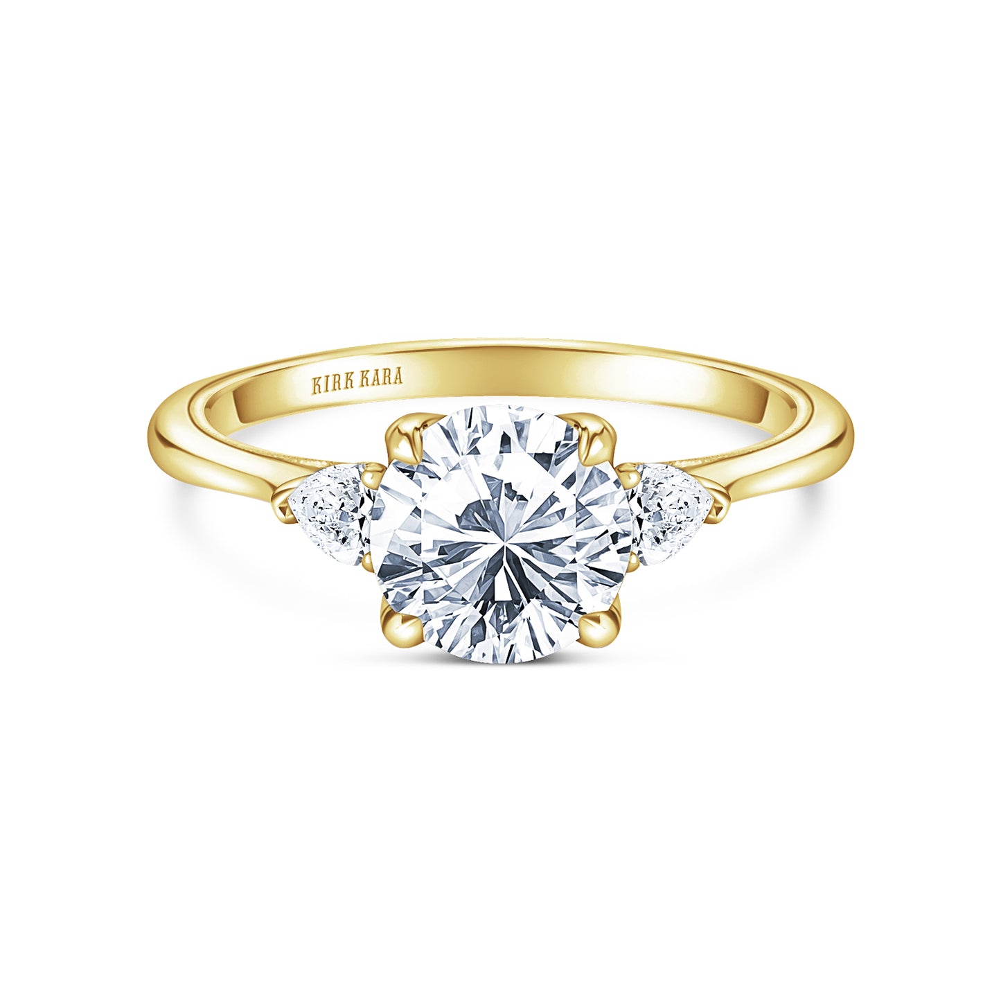 Three Stone Pear Side Stone Diamond Engagement Ring