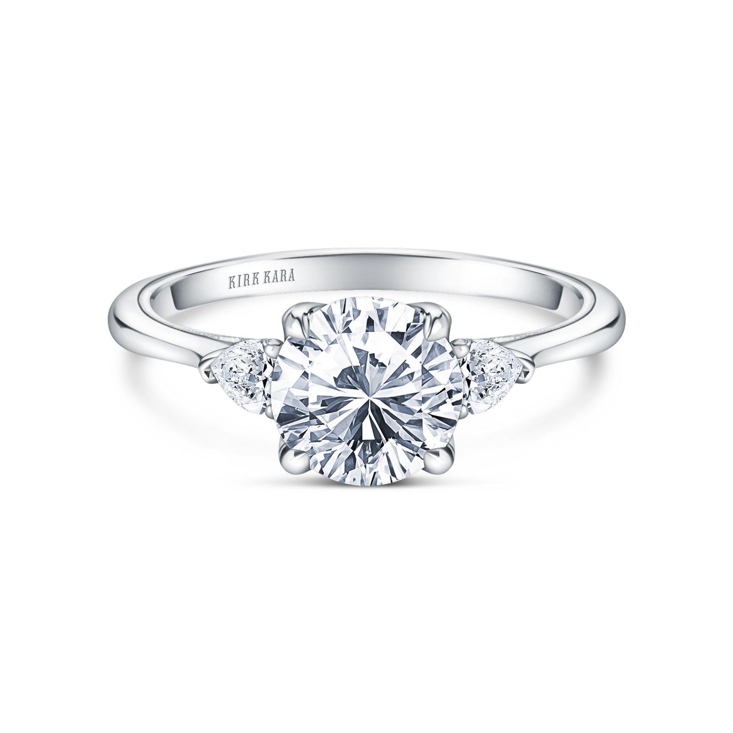 Three Stone Pear Side Stone Diamond Engagement Ring