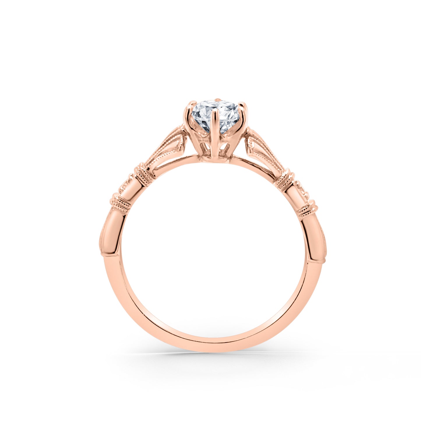 Three Leaf Diamond Accent Cathedral Engagement Ring