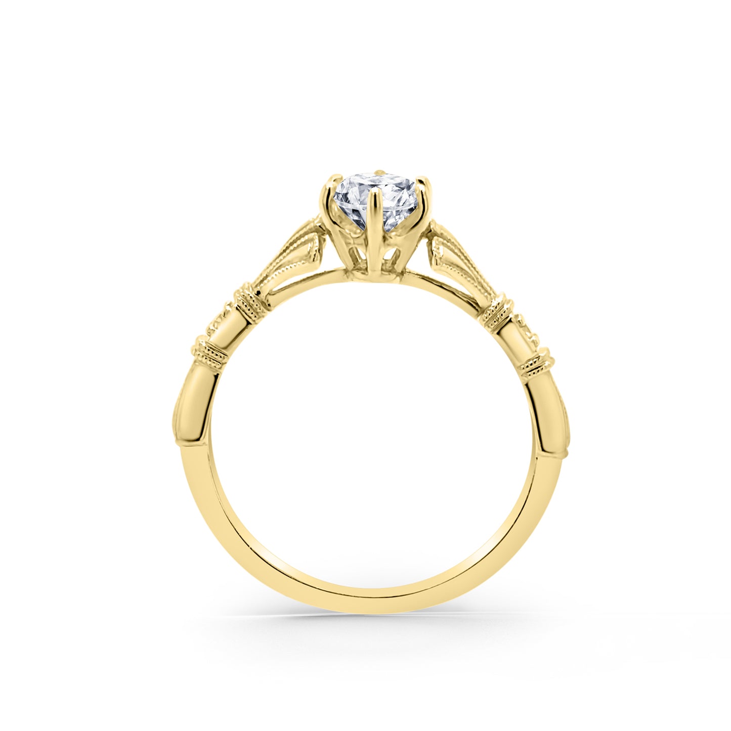 Three Leaf Diamond Accent Cathedral Engagement Ring