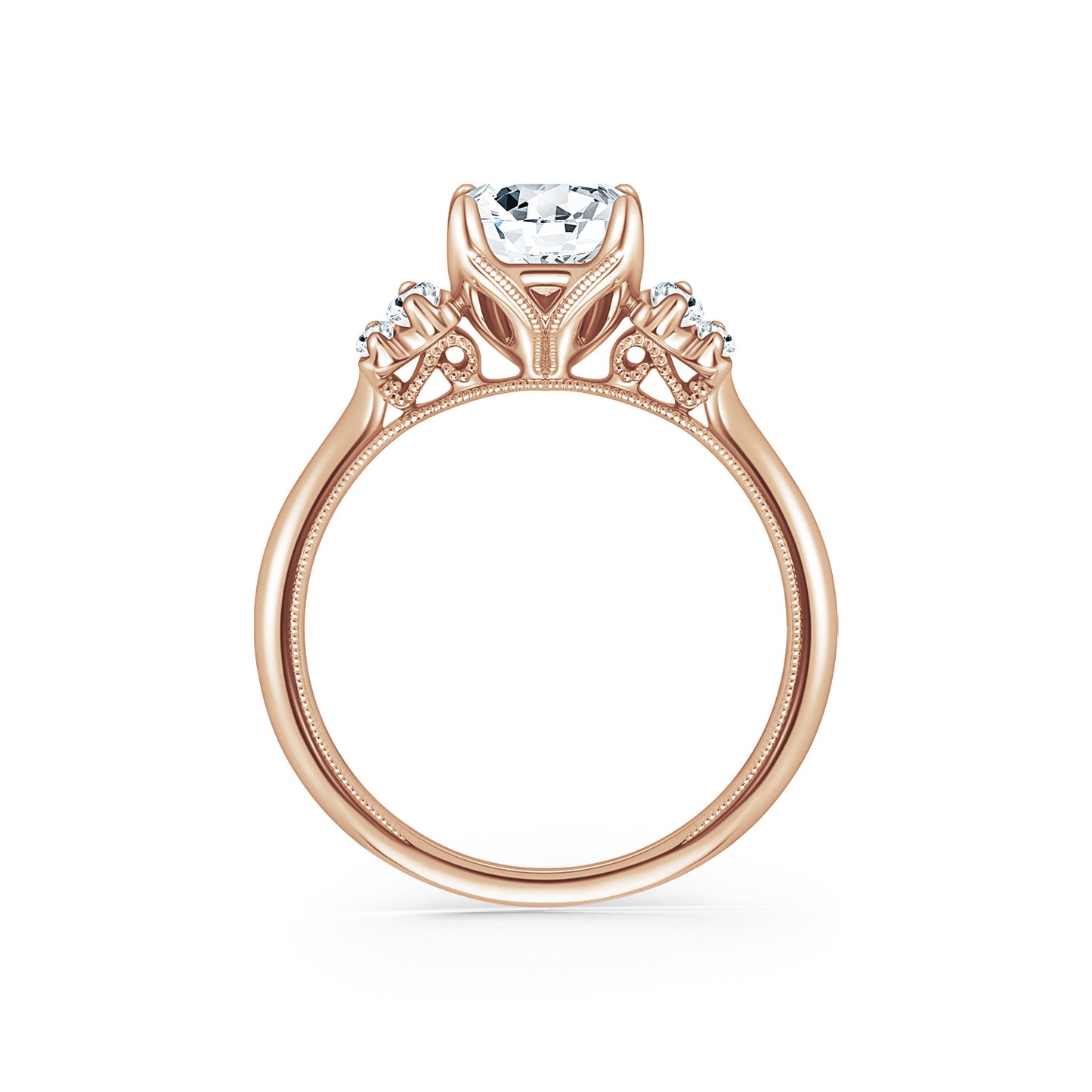 Five Stone Baguette Side Stone Diamond Engagement Ring