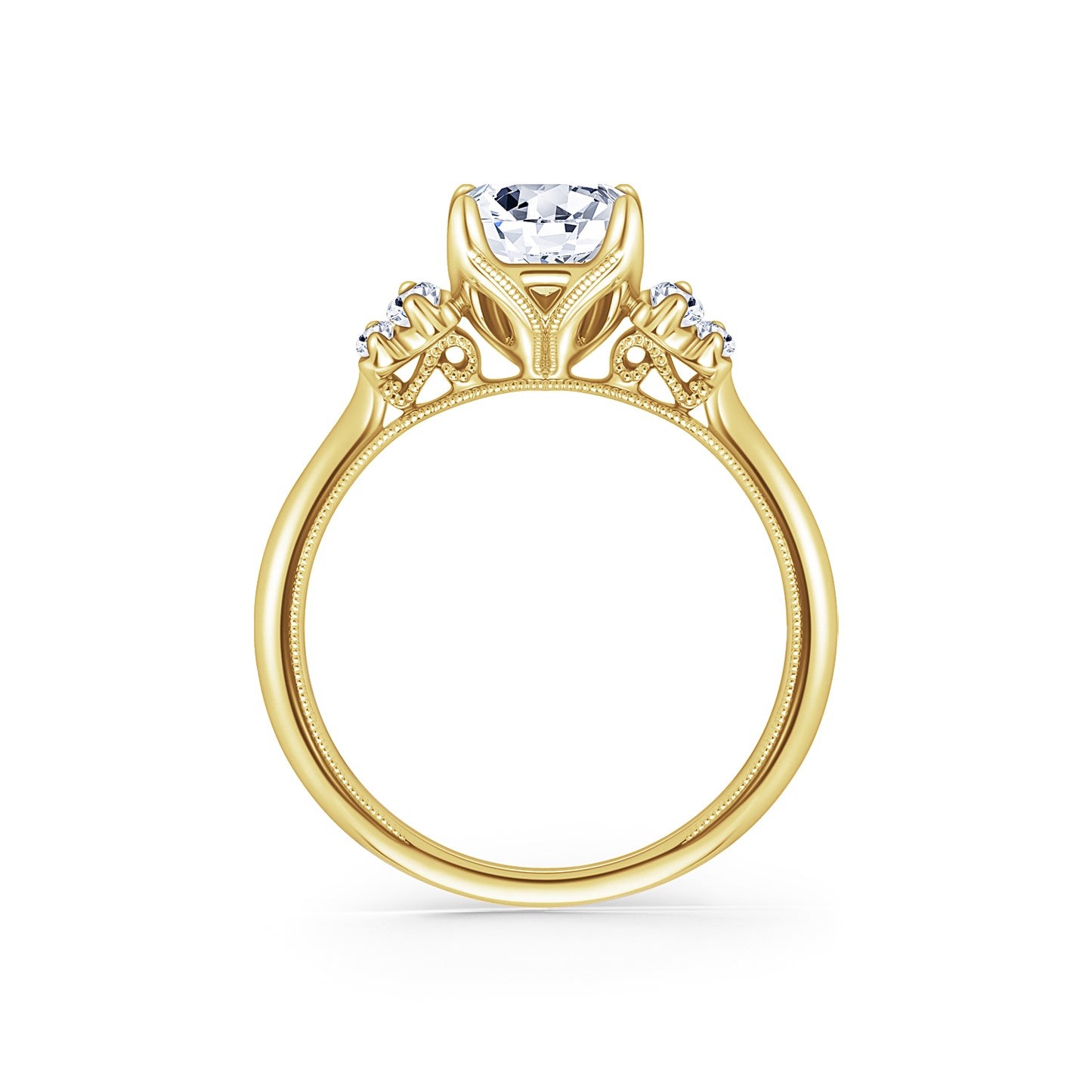 Five Stone Baguette Side Stone Diamond Engagement Ring