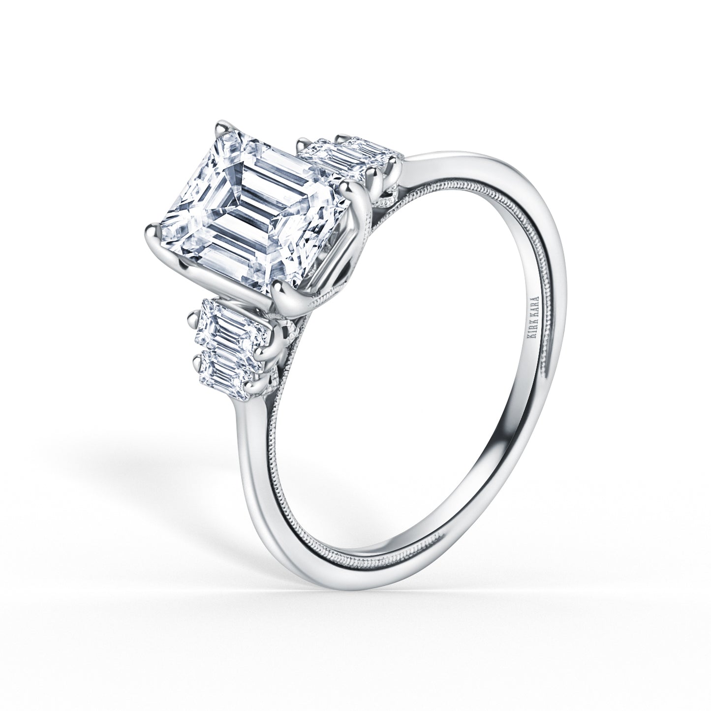 Five Stone Baguette Side Stone Diamond Engagement Ring