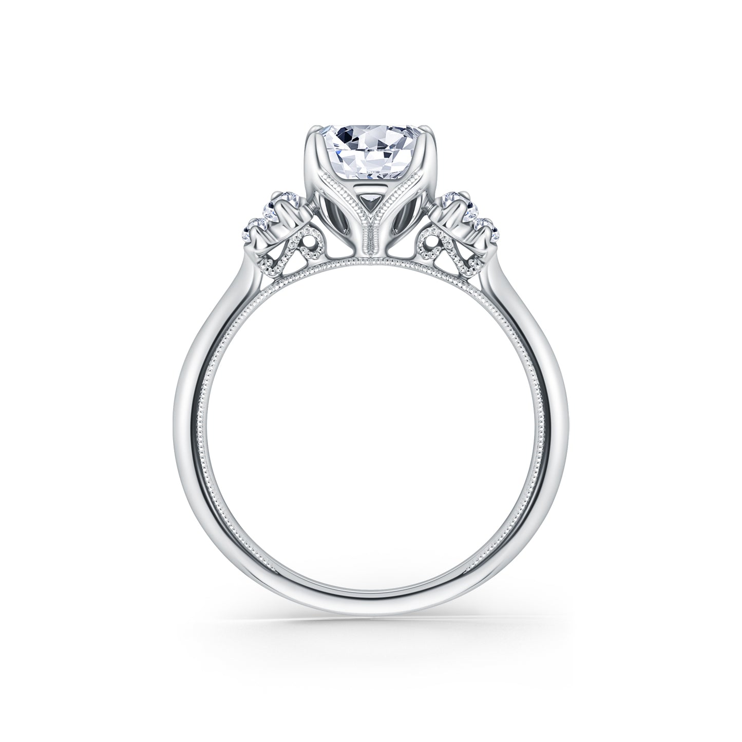 Five Stone Baguette Side Stone Diamond Engagement Ring