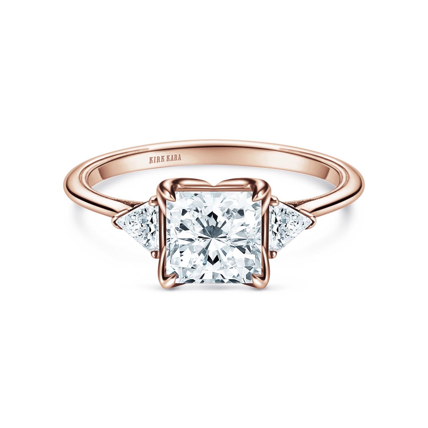 Three Stone Trillion Side Stone Diamond Engagement Ring