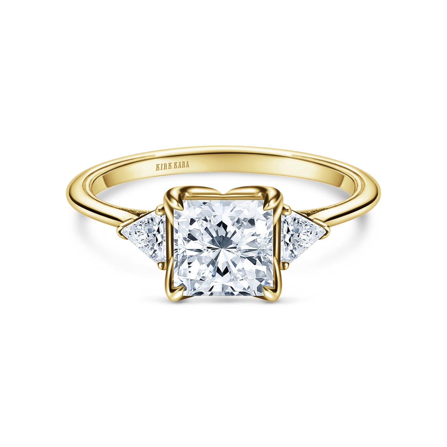 Three Stone Trillion Side Stone Diamond Engagement Ring