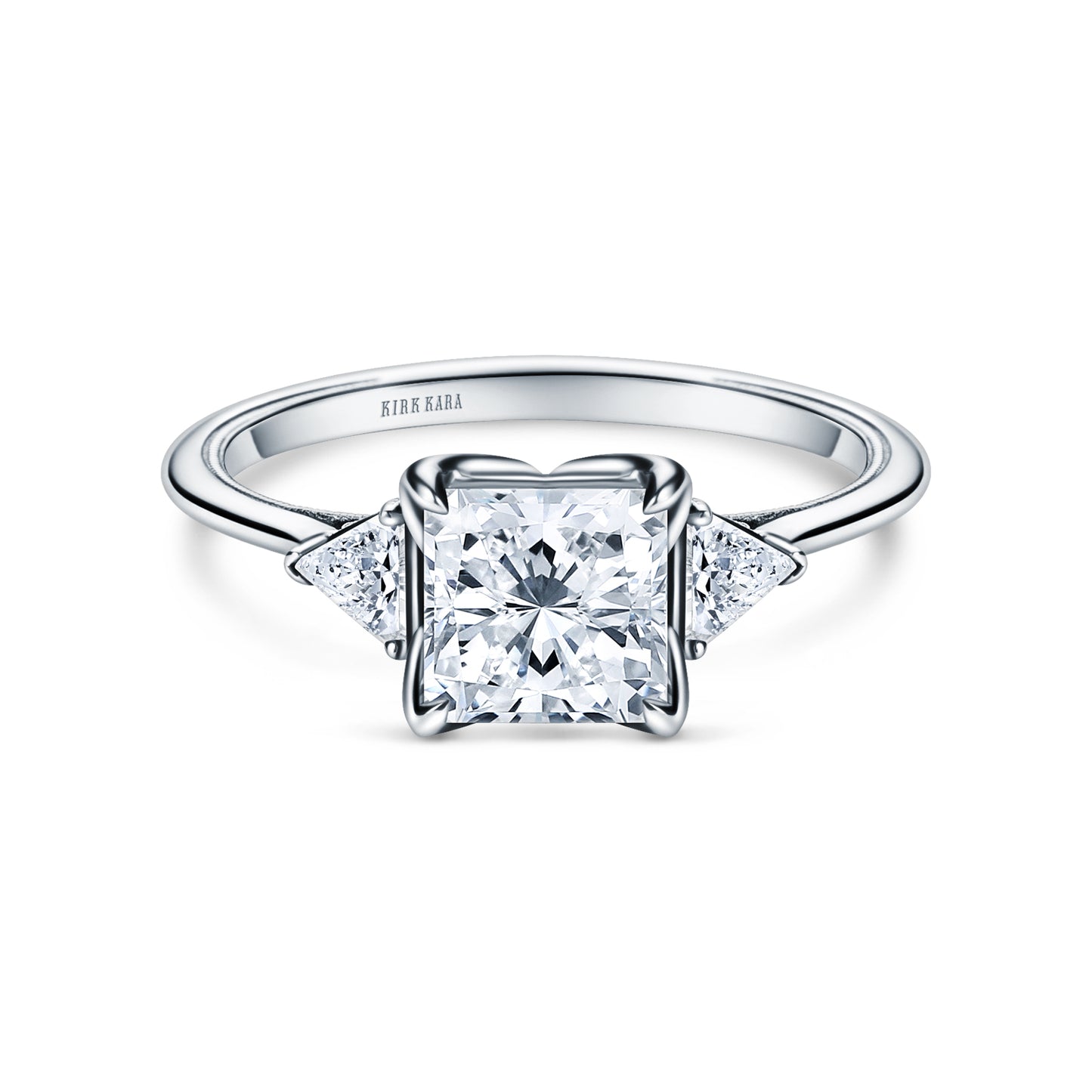 Three Stone Trillion Side Stone Diamond Engagement Ring