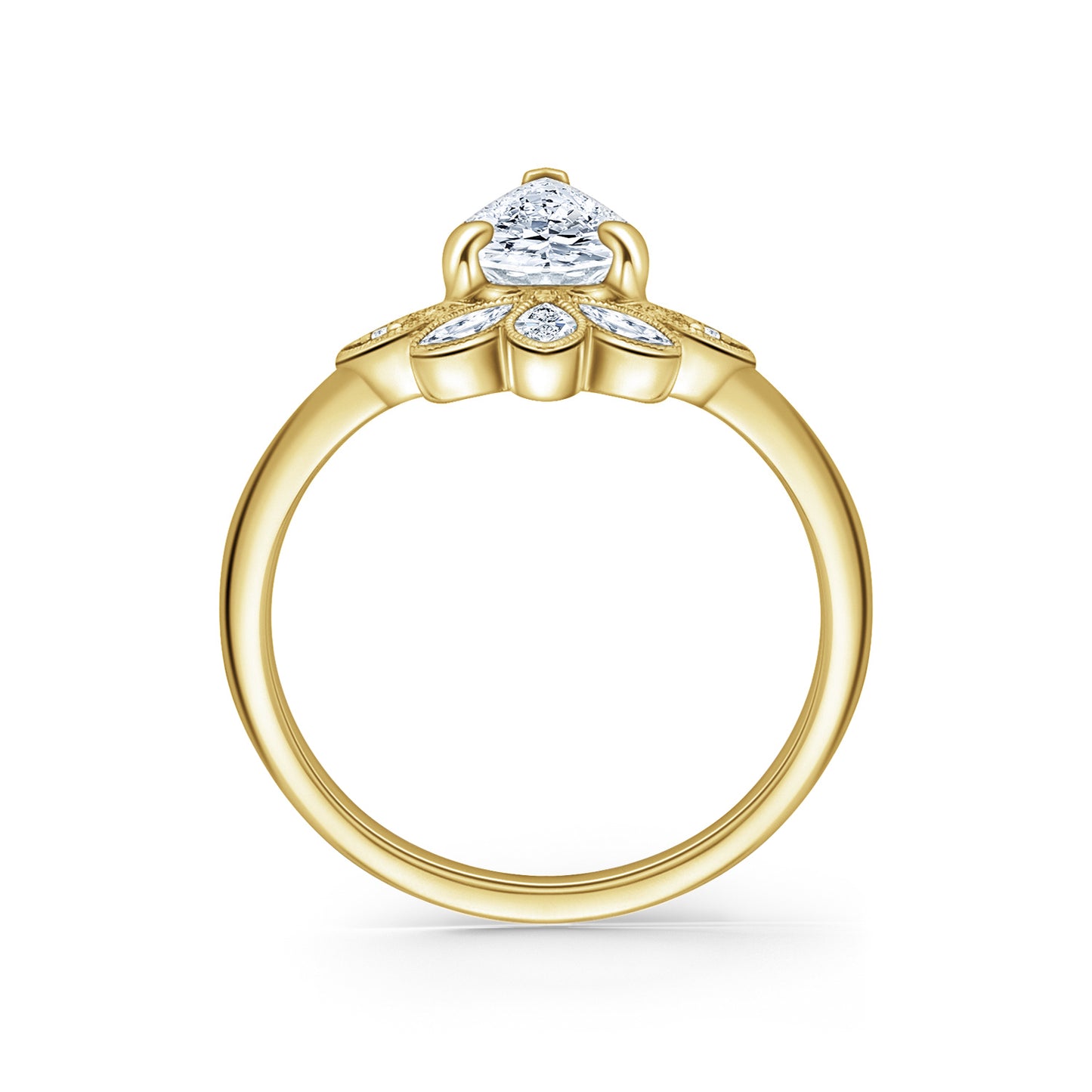Floral Boho Floating Diamond Engagement Ring