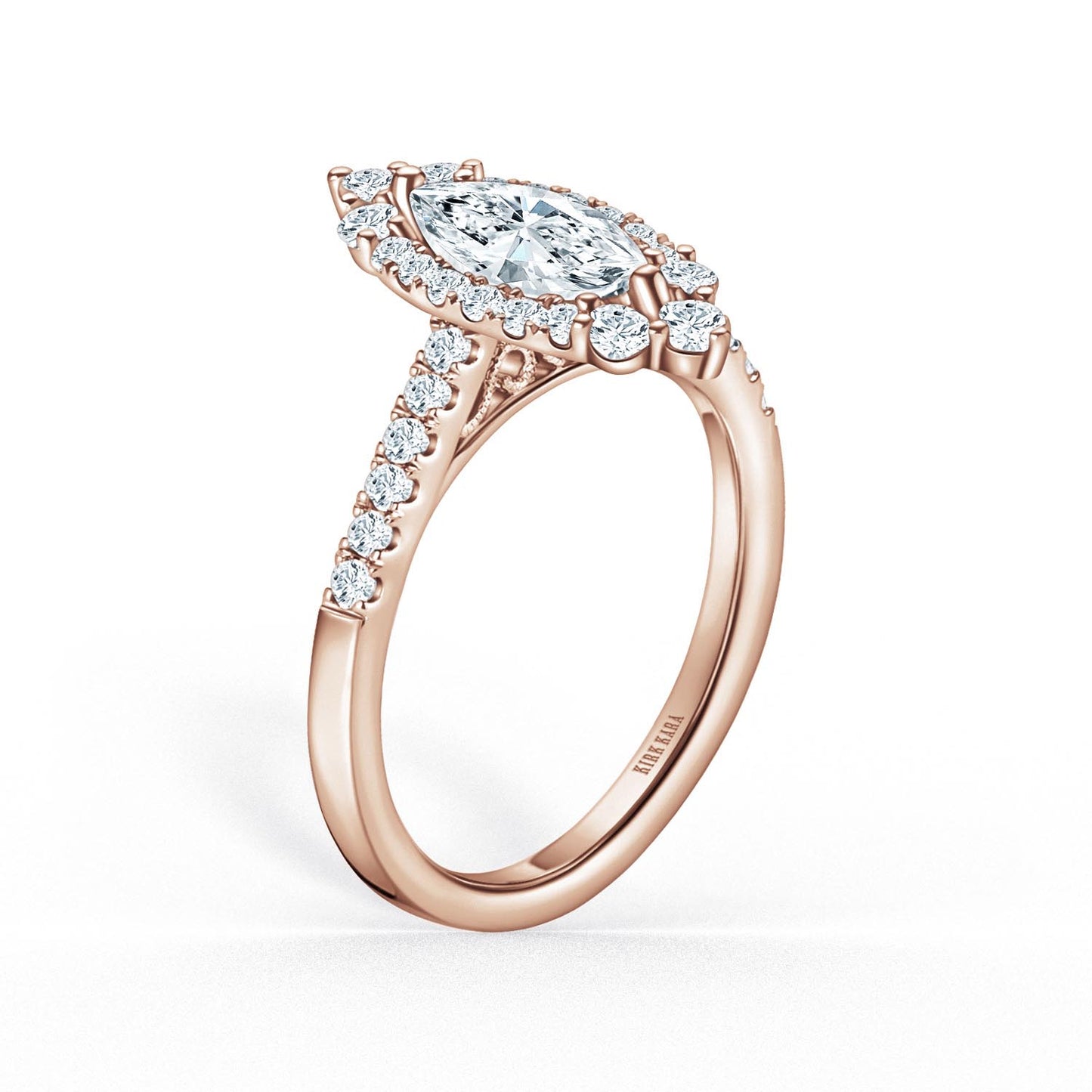 Elegant Marquise Graduated Halo Diamond Engagement Ring
