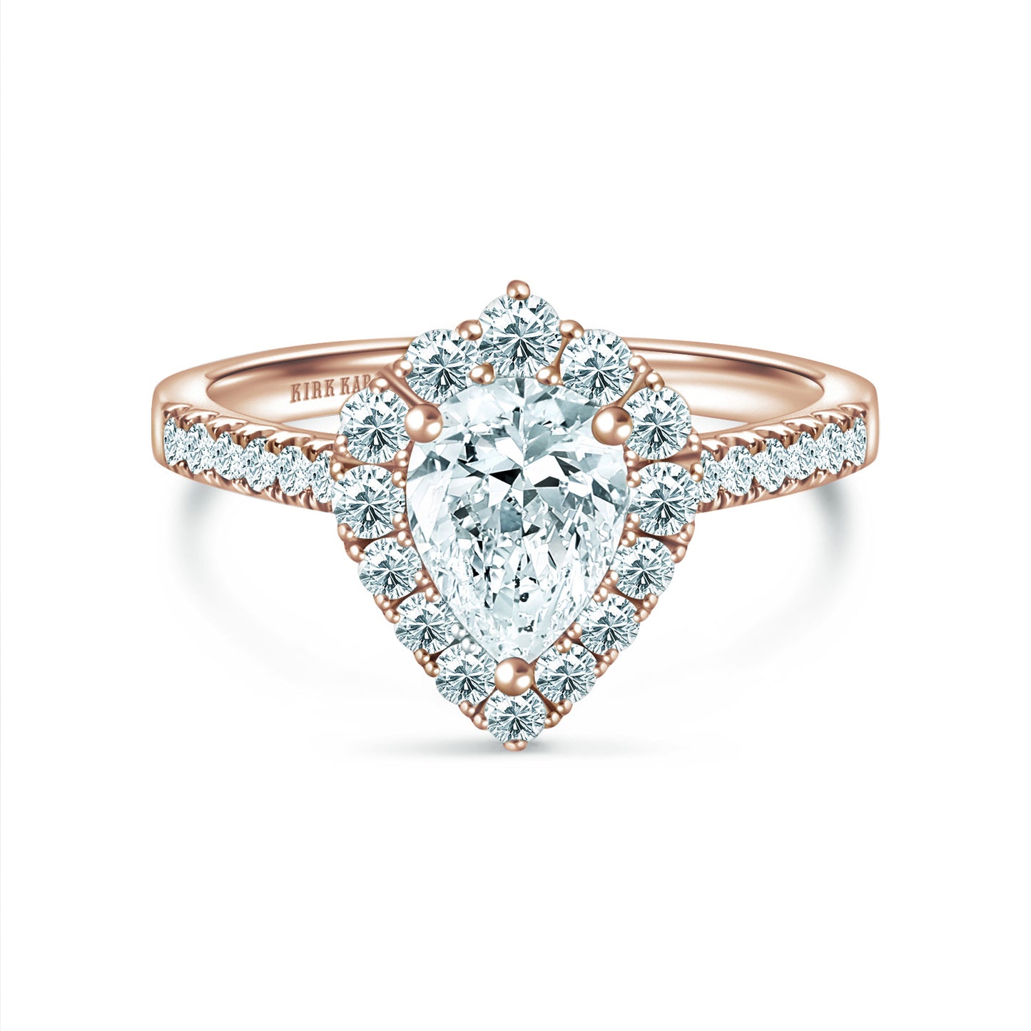 Elegant Pear Graduated Halo Diamond Engagement Ring