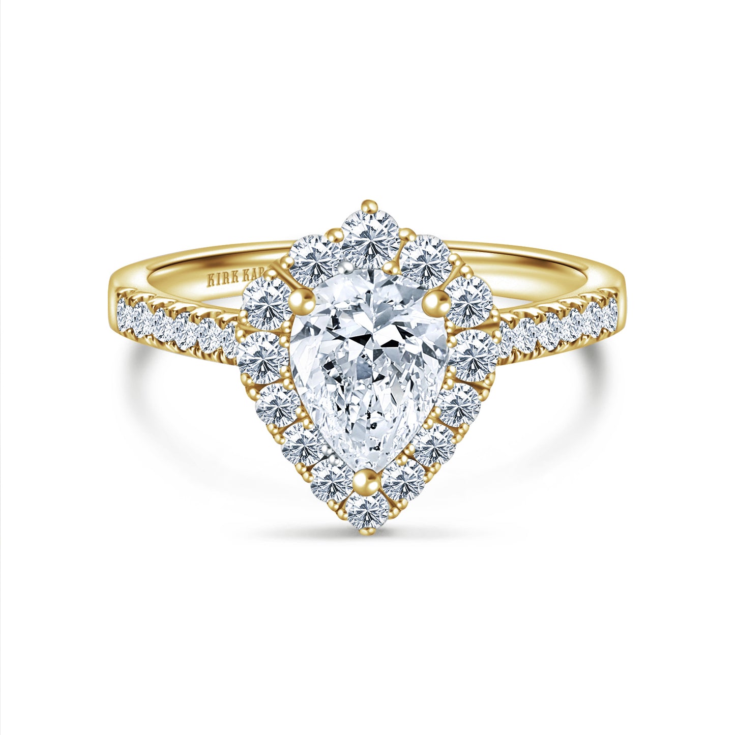 Elegant Pear Graduated Halo Diamond Engagement Ring