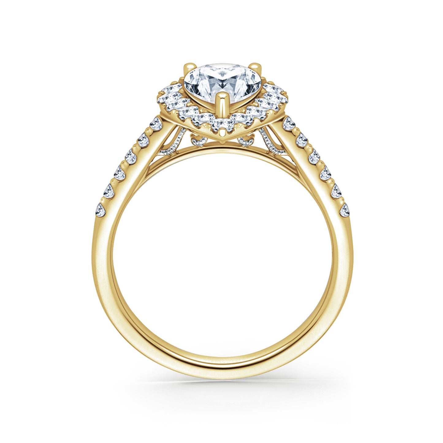 Elegant Pear Graduated Halo Diamond Engagement Ring