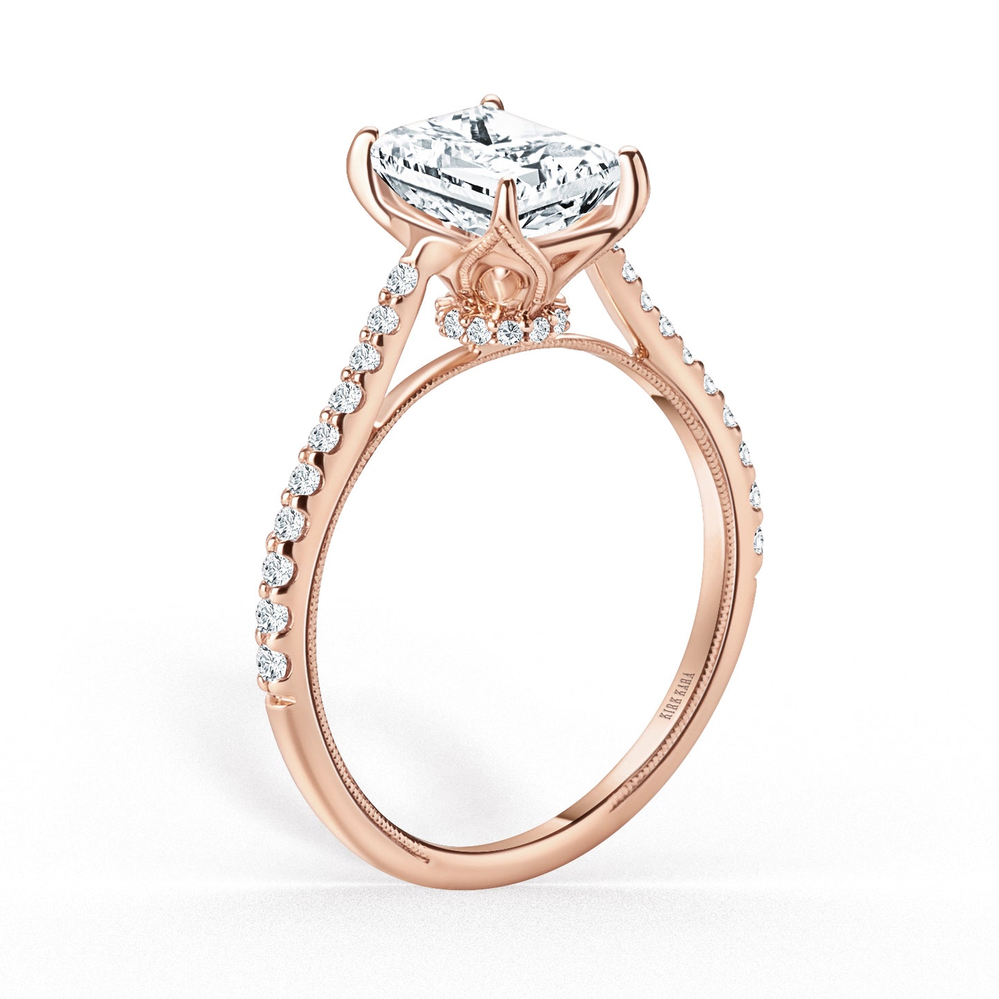 Cathedral Hidden Halo Solitaire Diamond Engagement Ring