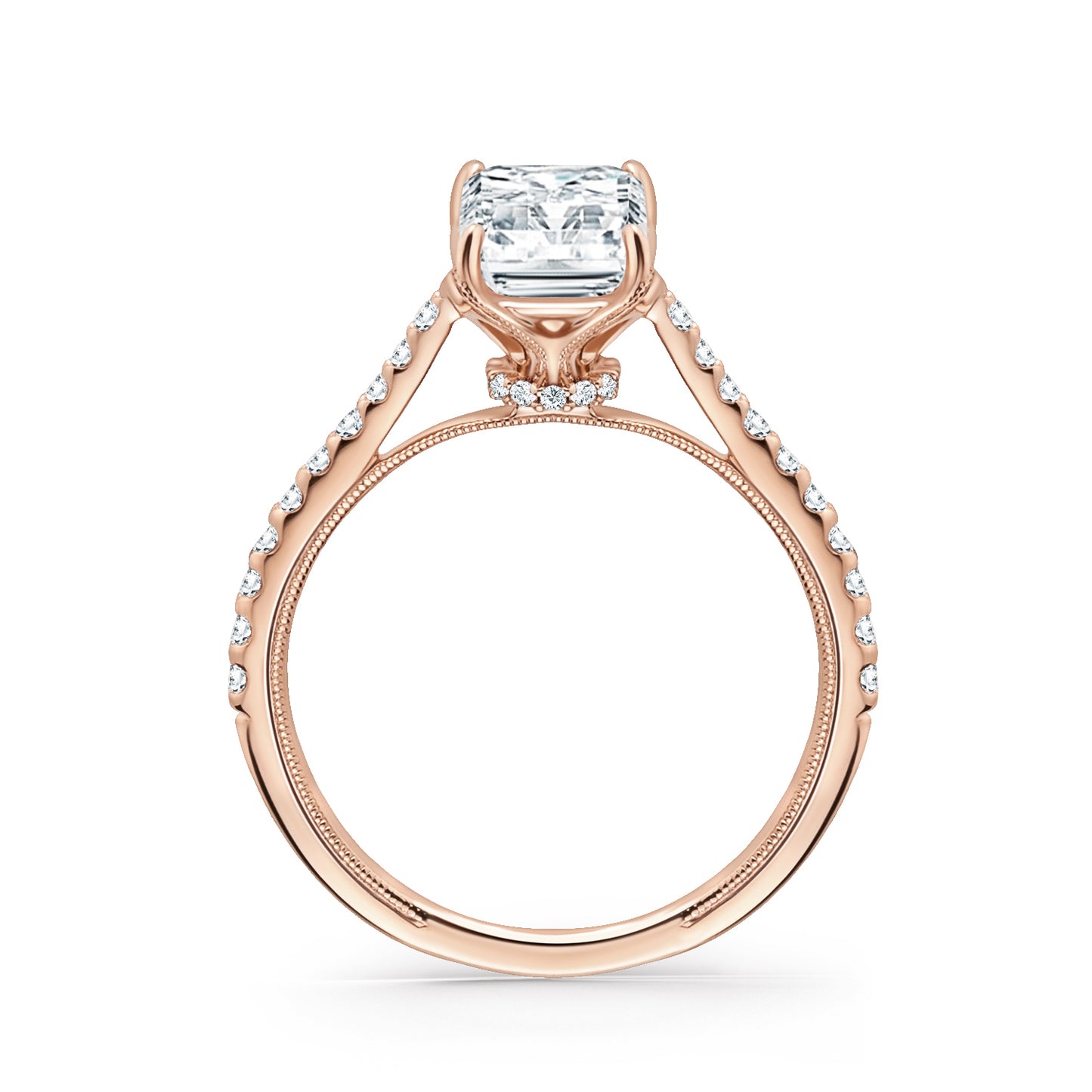Cathedral Hidden Halo Solitaire Diamond Engagement Ring
