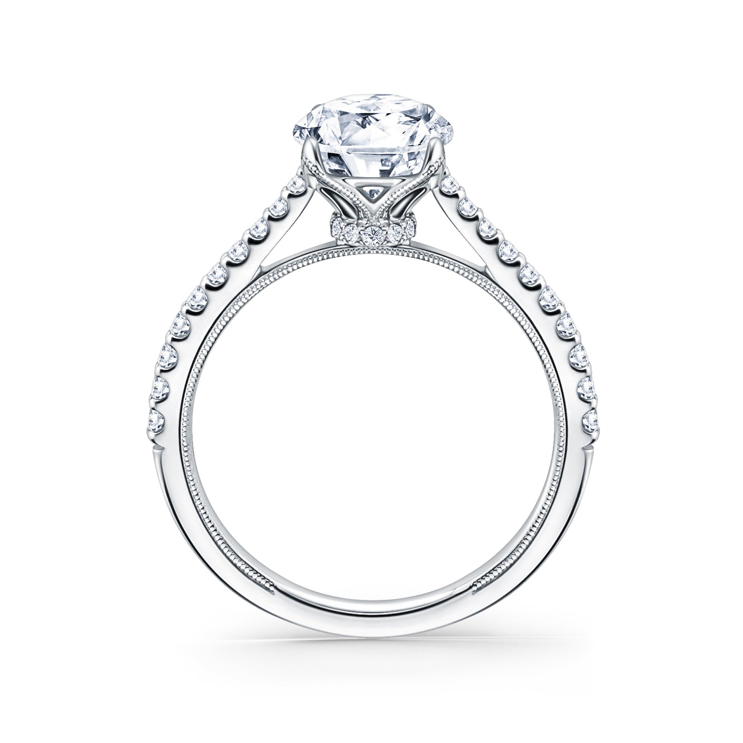 Cathedral Hidden Halo Solitaire Diamond Engagement Ring