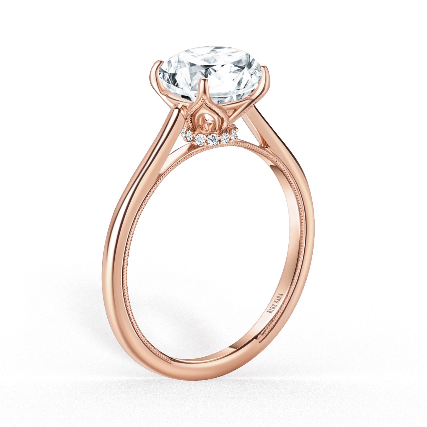 Cathedral Hidden Halo Solitaire Engagement Ring