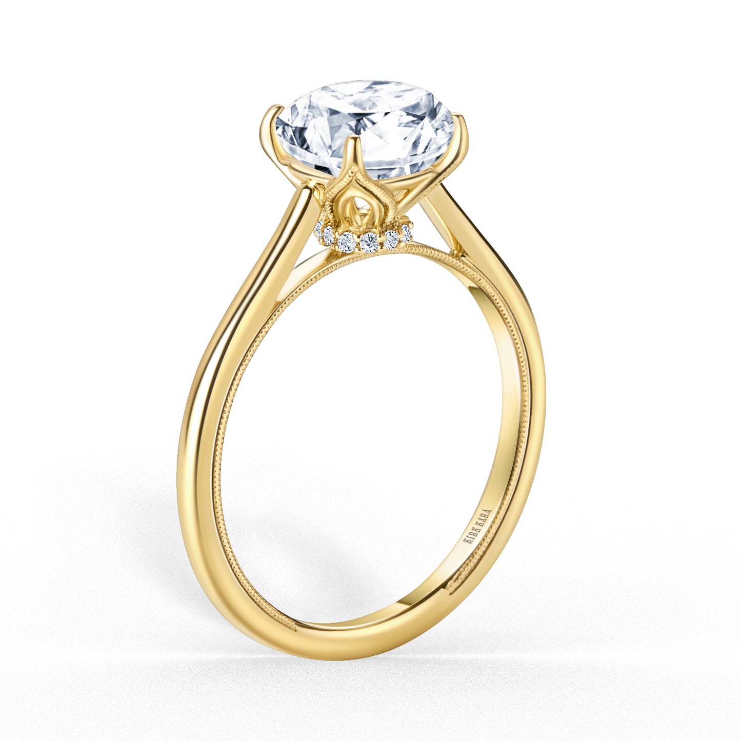 Cathedral Hidden Halo Solitaire Engagement Ring