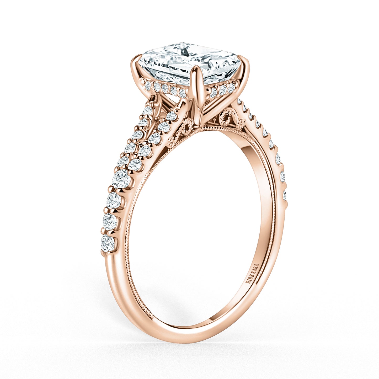Classic Split Shank Hidden Halo Diamond Engagement Ring