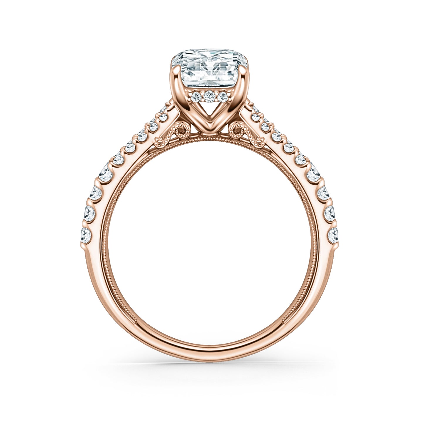 Classic Split Shank Hidden Halo Diamond Engagement Ring