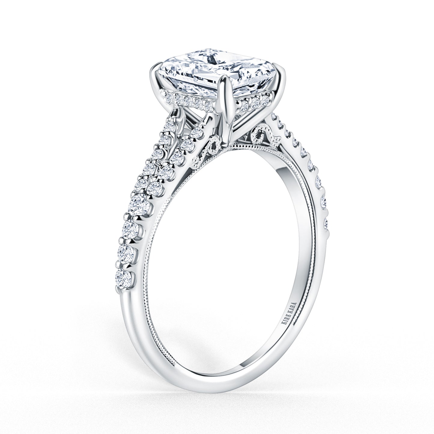 Classic Split Shank Hidden Halo Diamond Engagement Ring