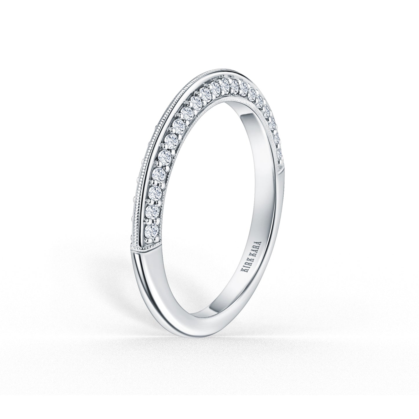 Knife Edge Milgrain Diamond Wedding Band