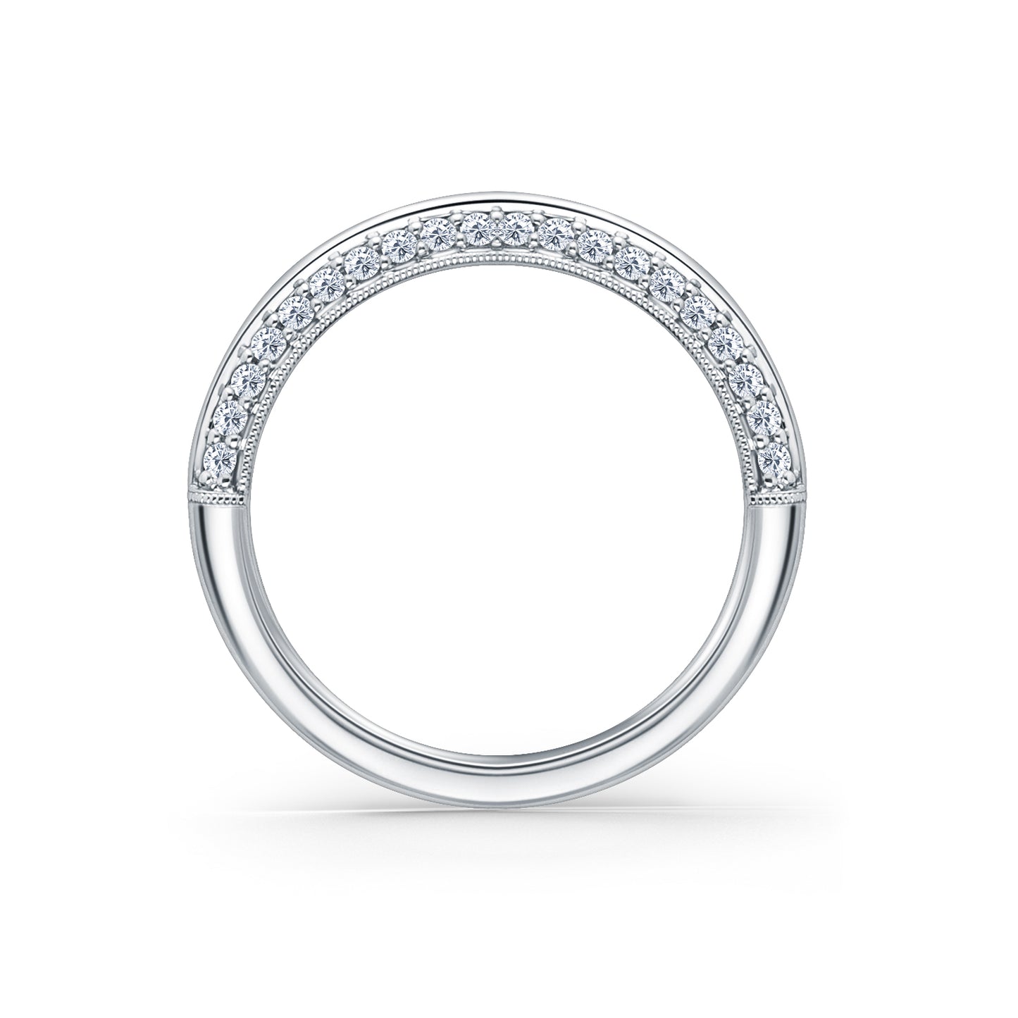 Knife Edge Milgrain Diamond Wedding Band