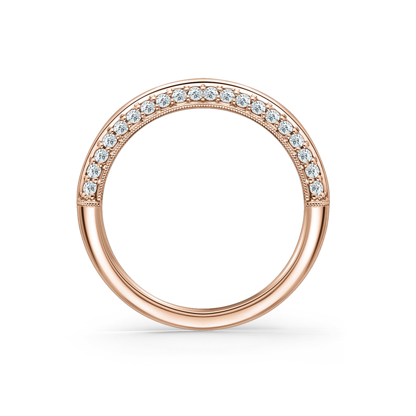 Knife Edge Milgrain Diamond Wedding Band