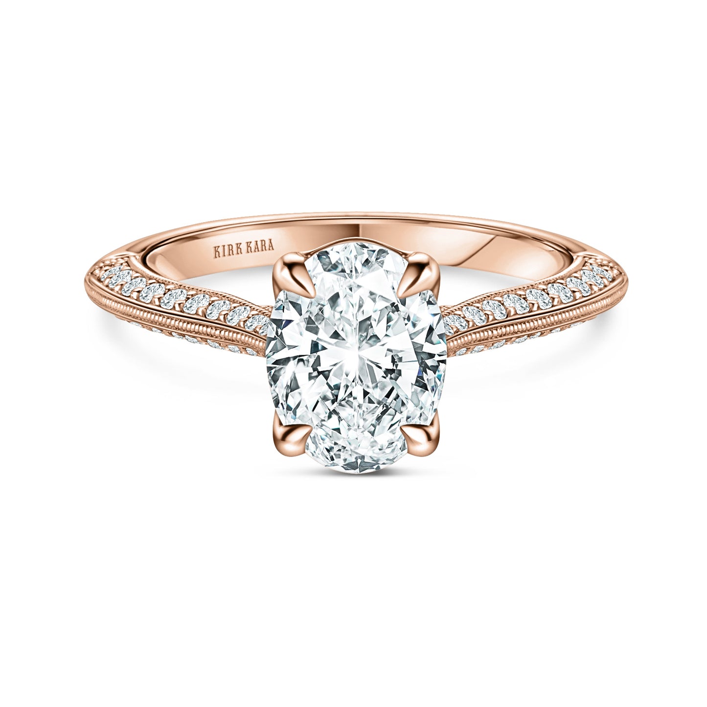 Knife Edge Milgrain Diamond Cathedral Engagement Ring