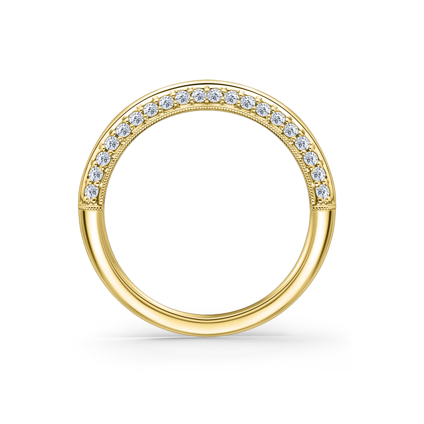 Knife Edge Milgrain Diamond Wedding Band