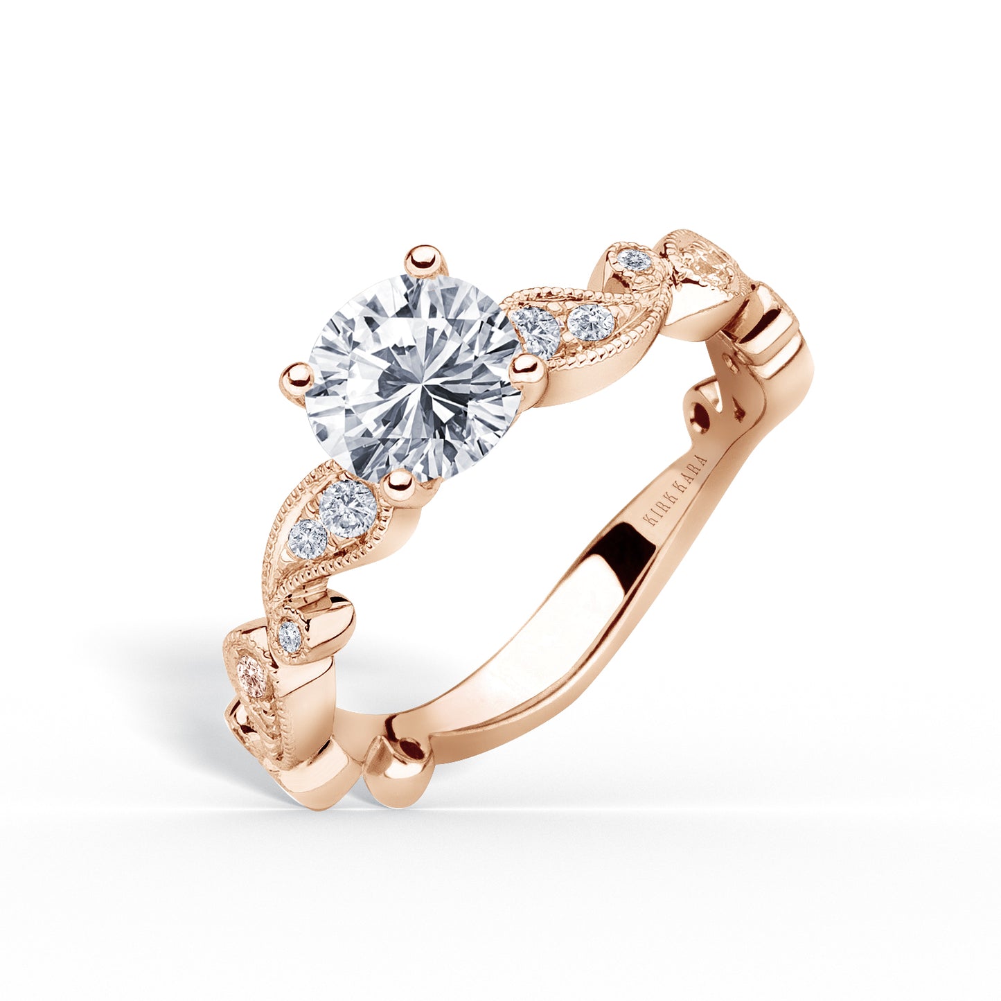 Paisley Inspired Milgrain Diamond Engagement Ring