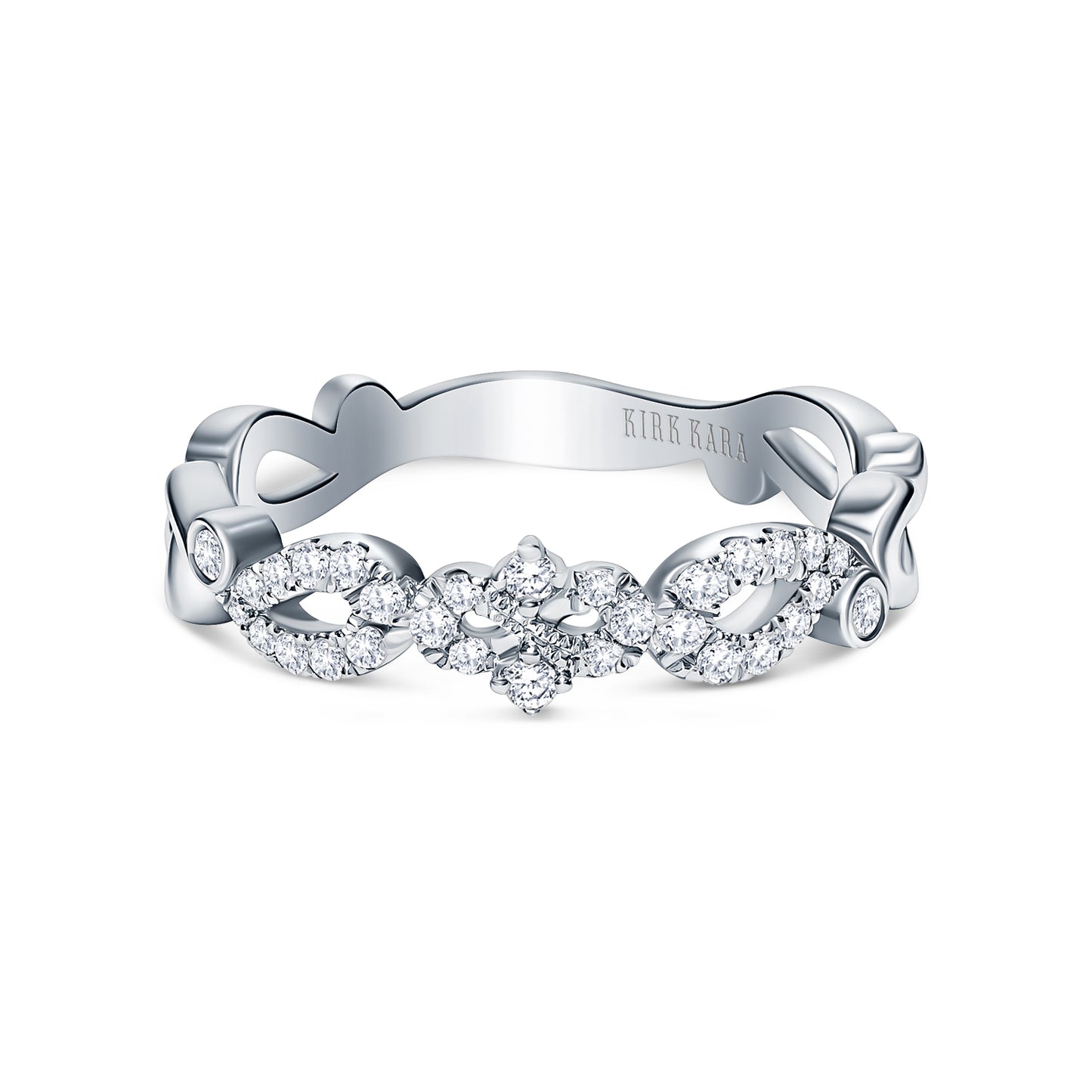 Vintage Inspired Crown Romantic Diamond Wedding Band