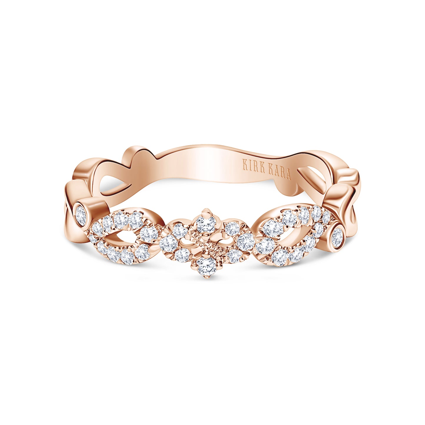 Vintage Inspired Crown Romantic Diamond Wedding Band