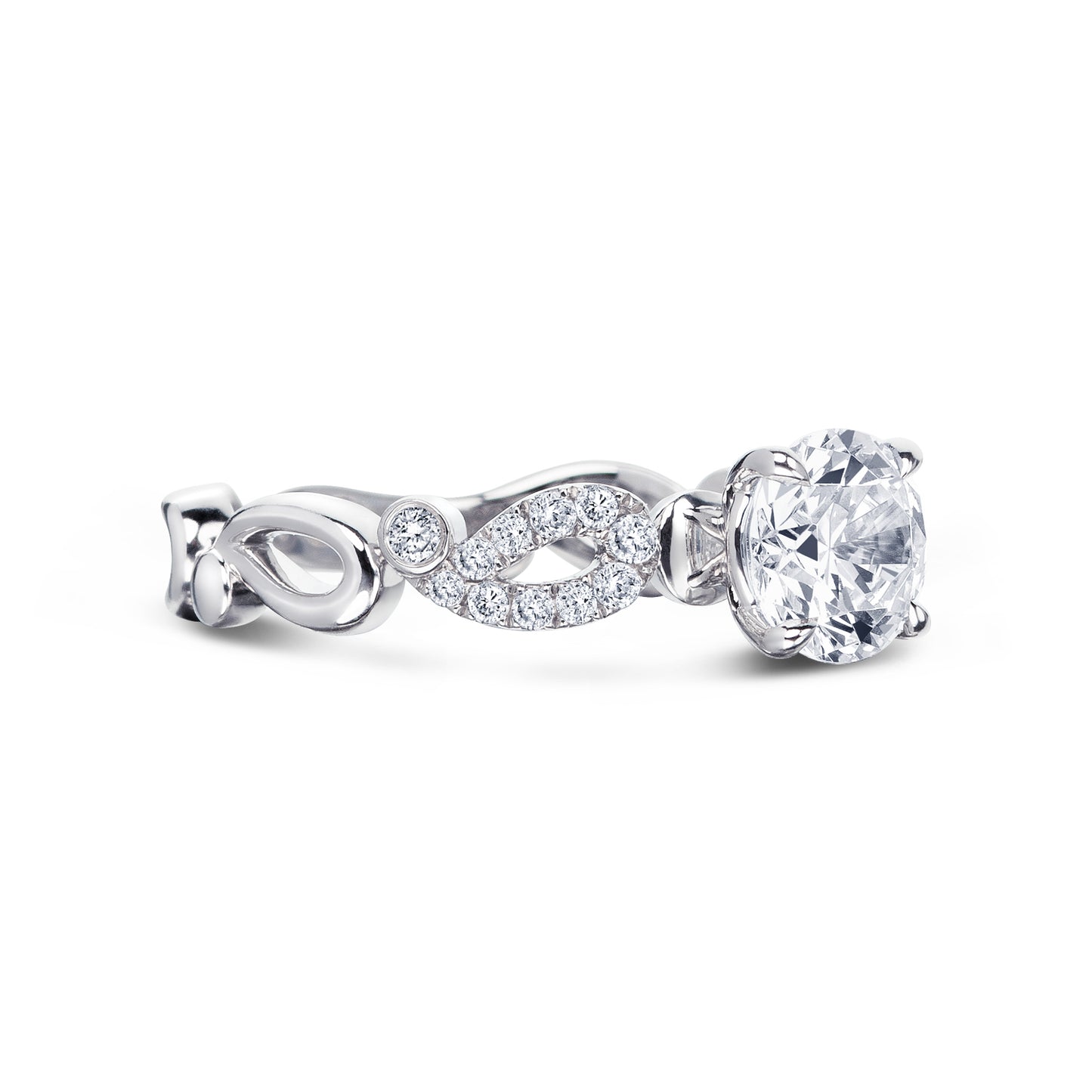 Vintage Inspired Crown Romantic Diamond Engagement Ring