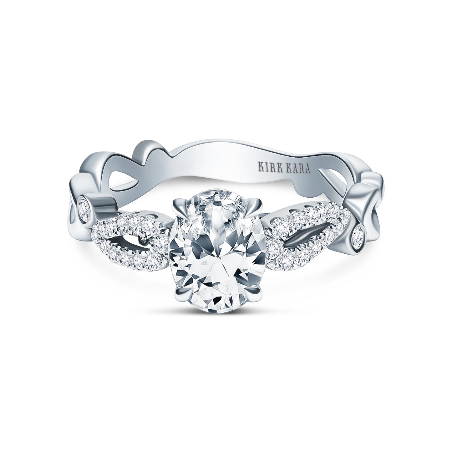 Vintage Inspired Crown Romantic Cathedral Diamond Engagement Ring