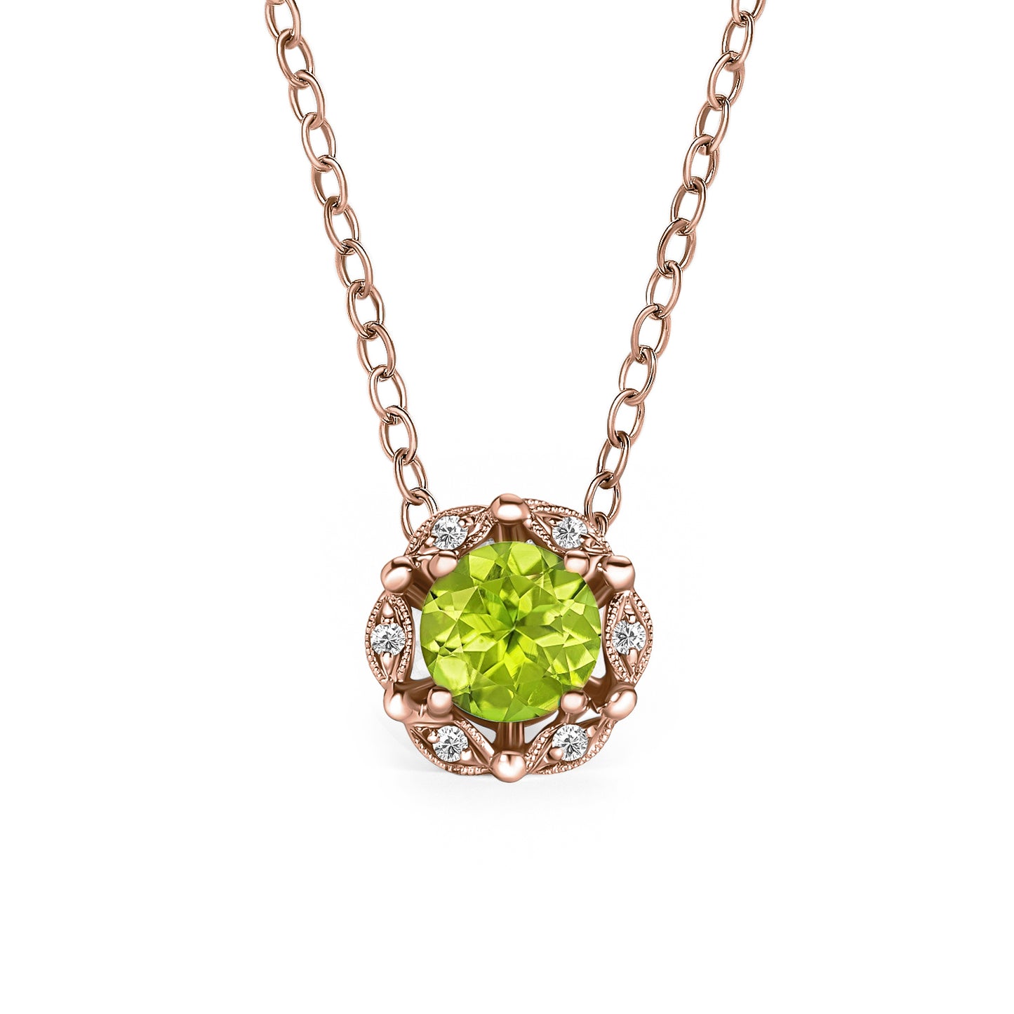 Delicate Floral Peridot Diamond Necklace